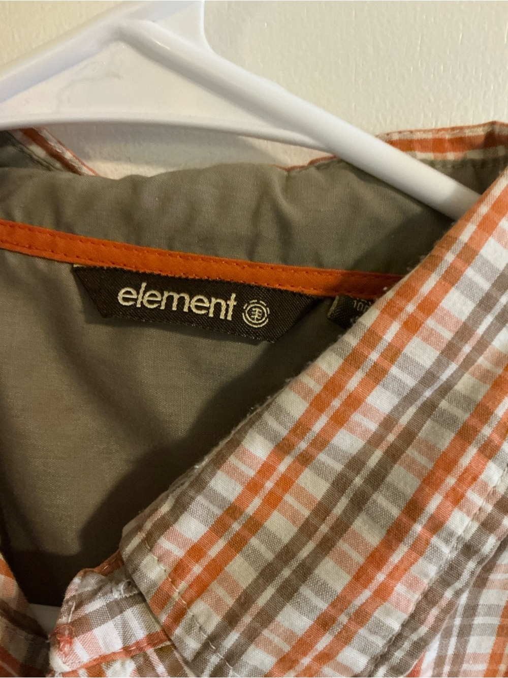 Retro Element Orange and Tan Plaid Button-Down Shirt 100% cotton